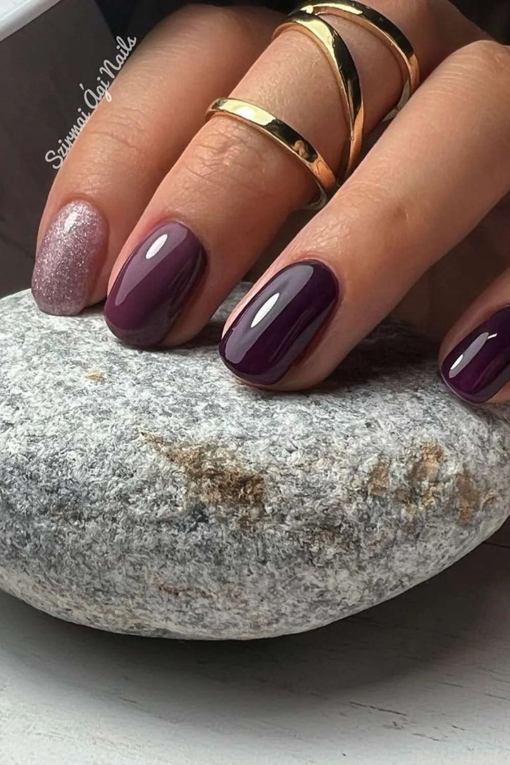 plum nails with shimmer