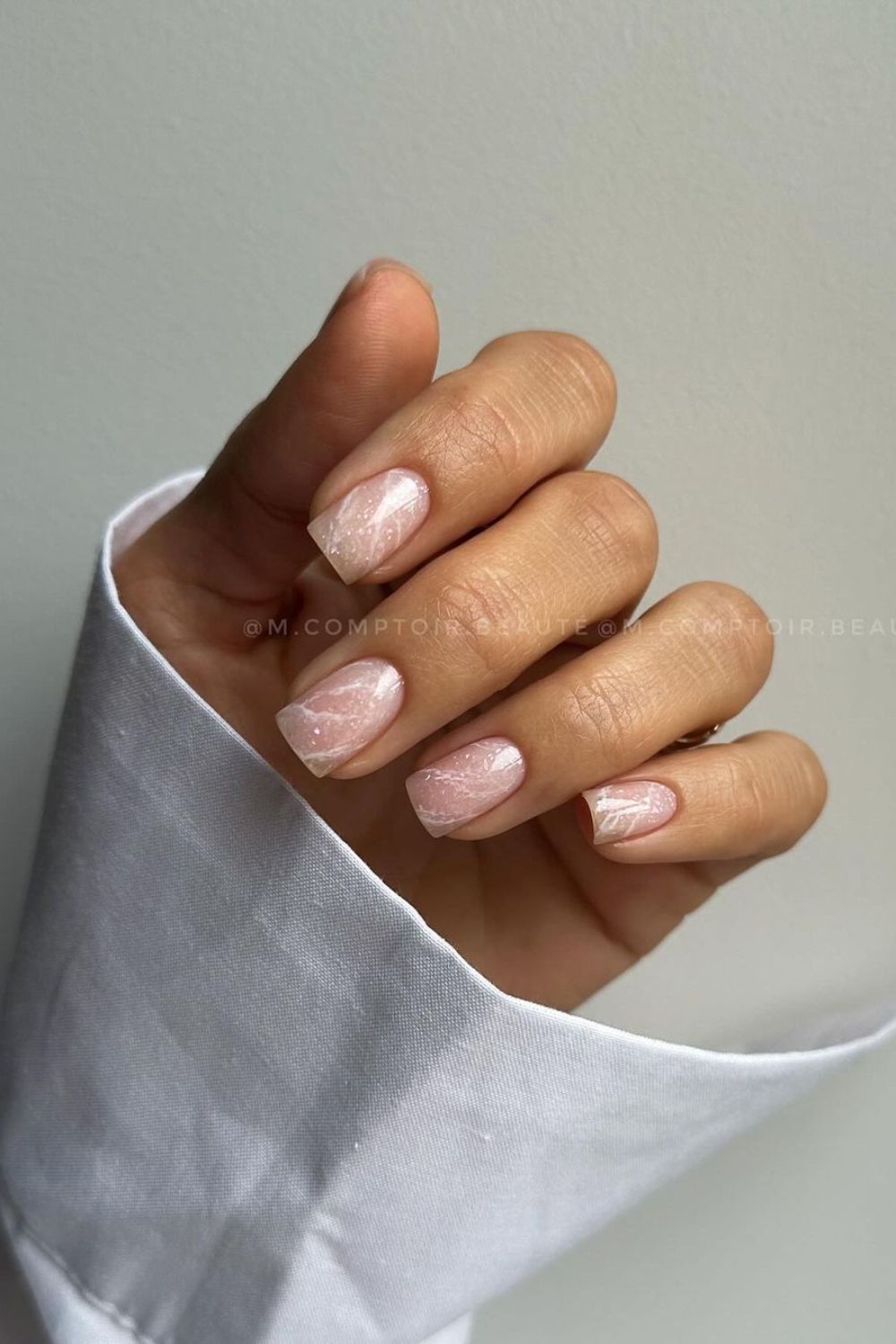 soft pink marble nails