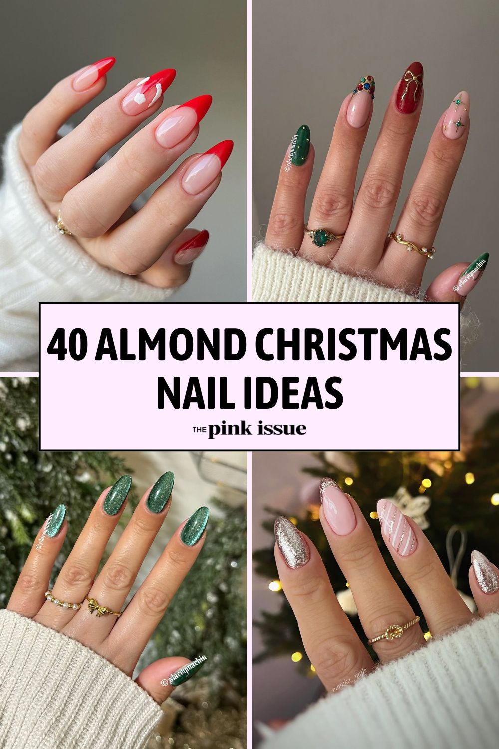 Almond Christmas Nail Ideas Pinterest