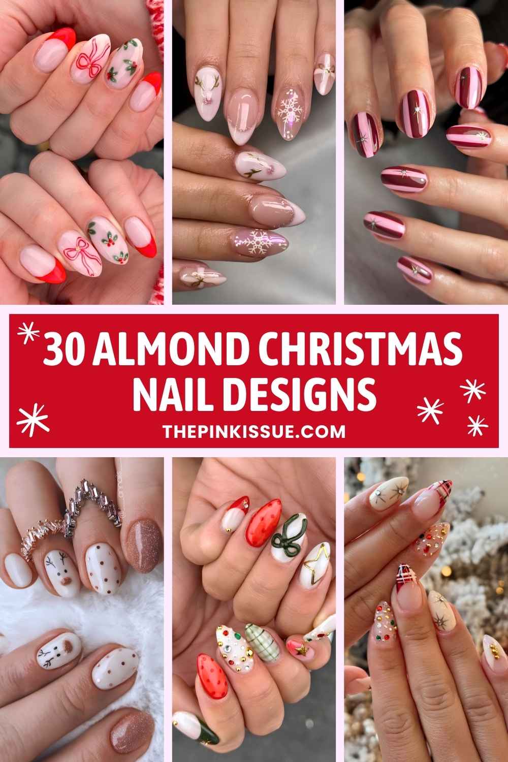 Almond Christmas nail inspo Pinterest
