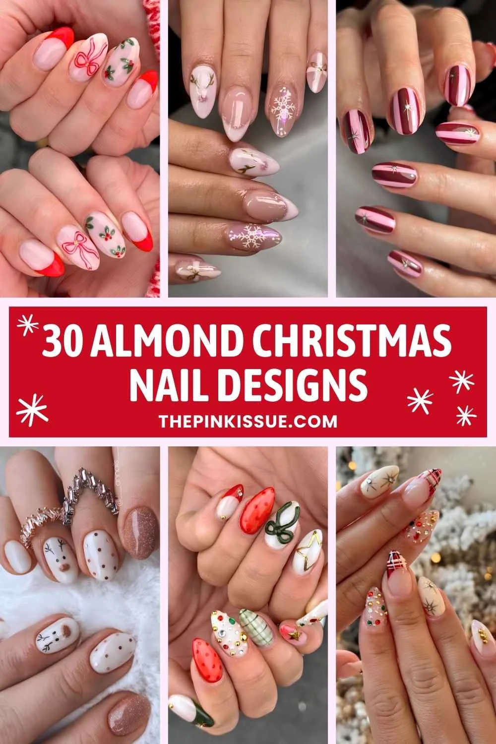 Almond Christmas nail inspo Pinterest