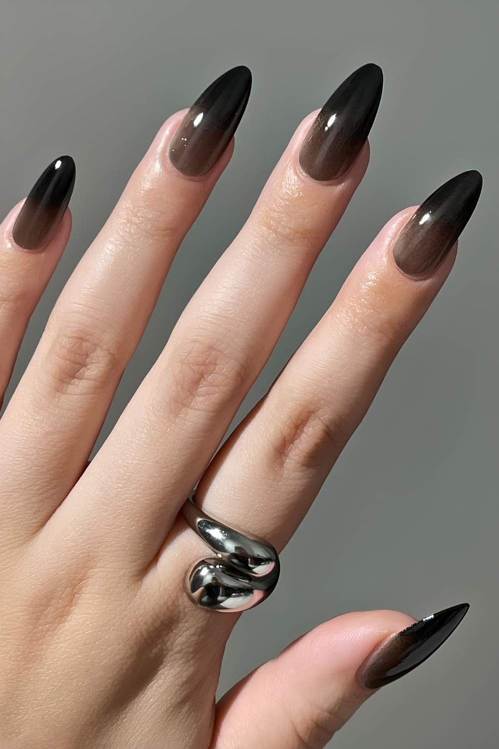 Black ombre gradient nails