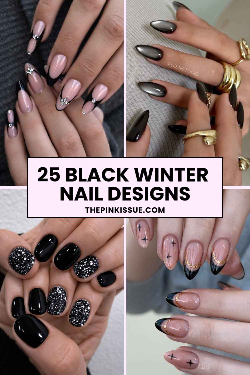 Black winter nail designs Pinterest