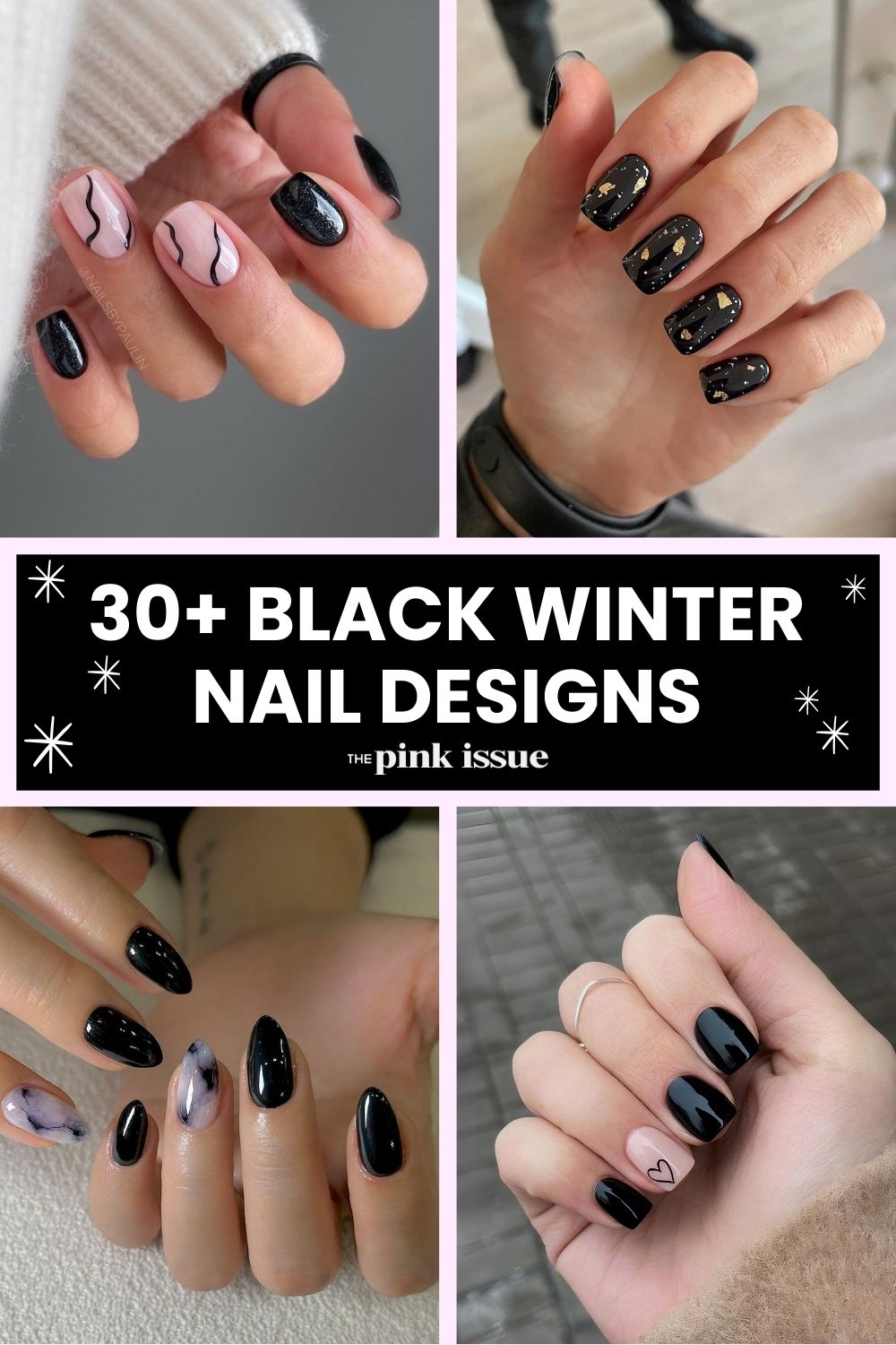 Black winter nail ideas Pinterest