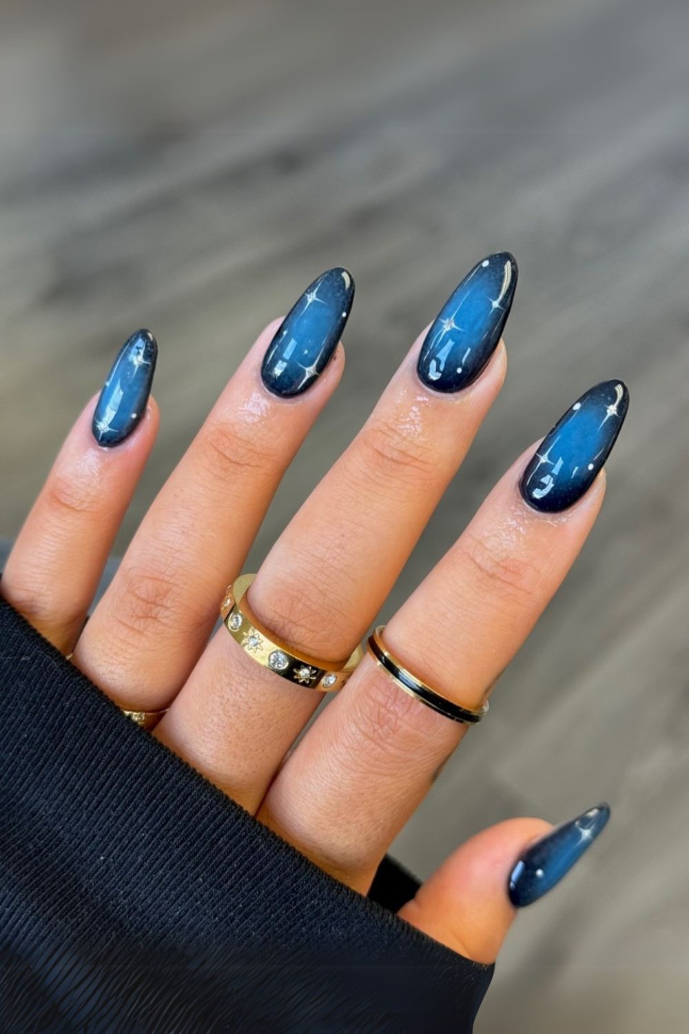 Blue aura nails with celestial accents