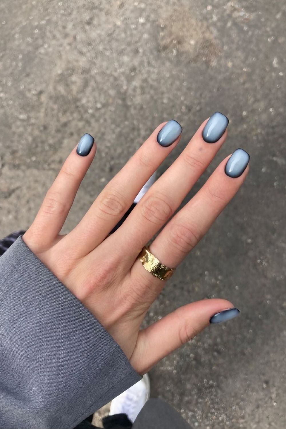 Blue winter aura nails