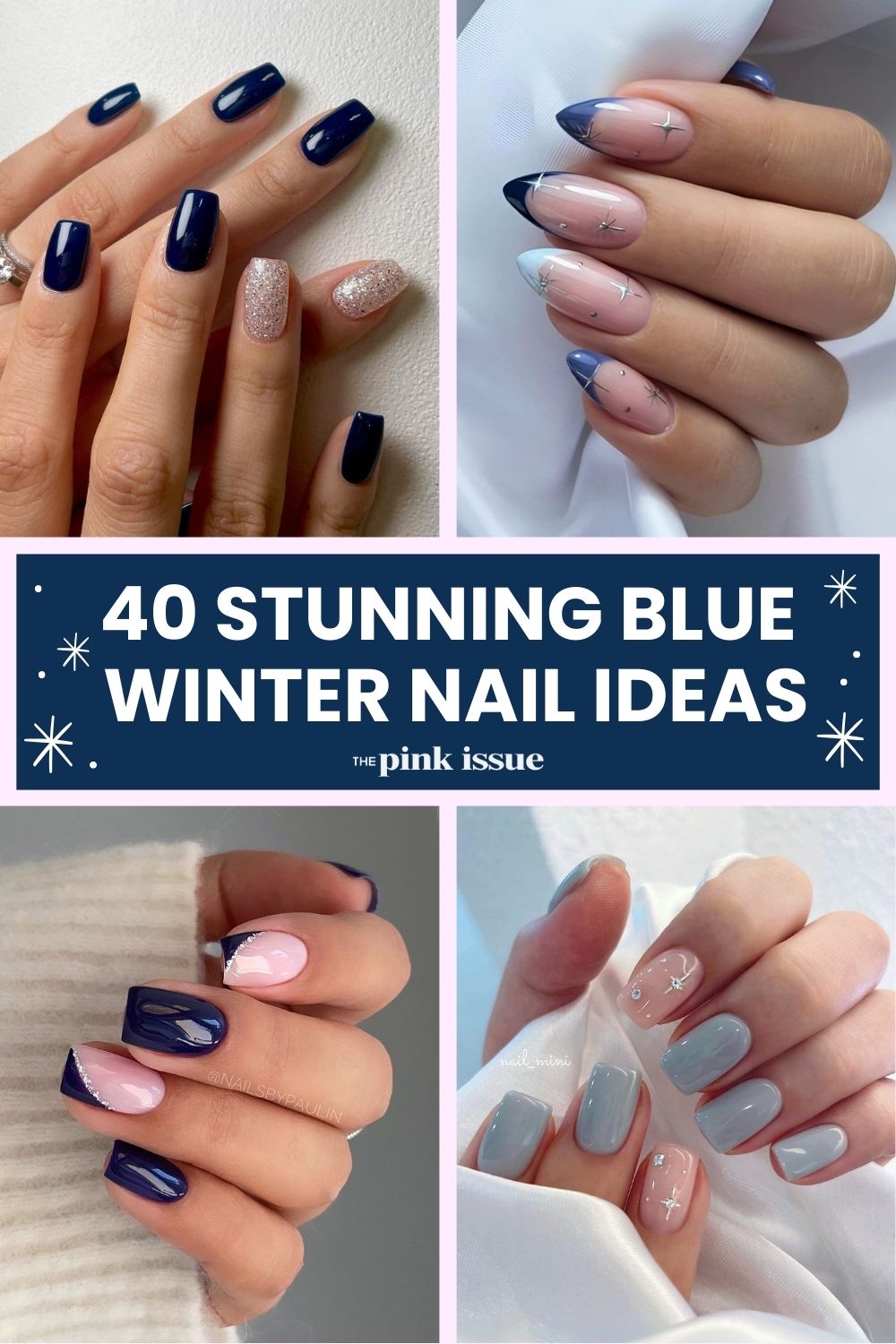 Blue winter nail designs Pinterest