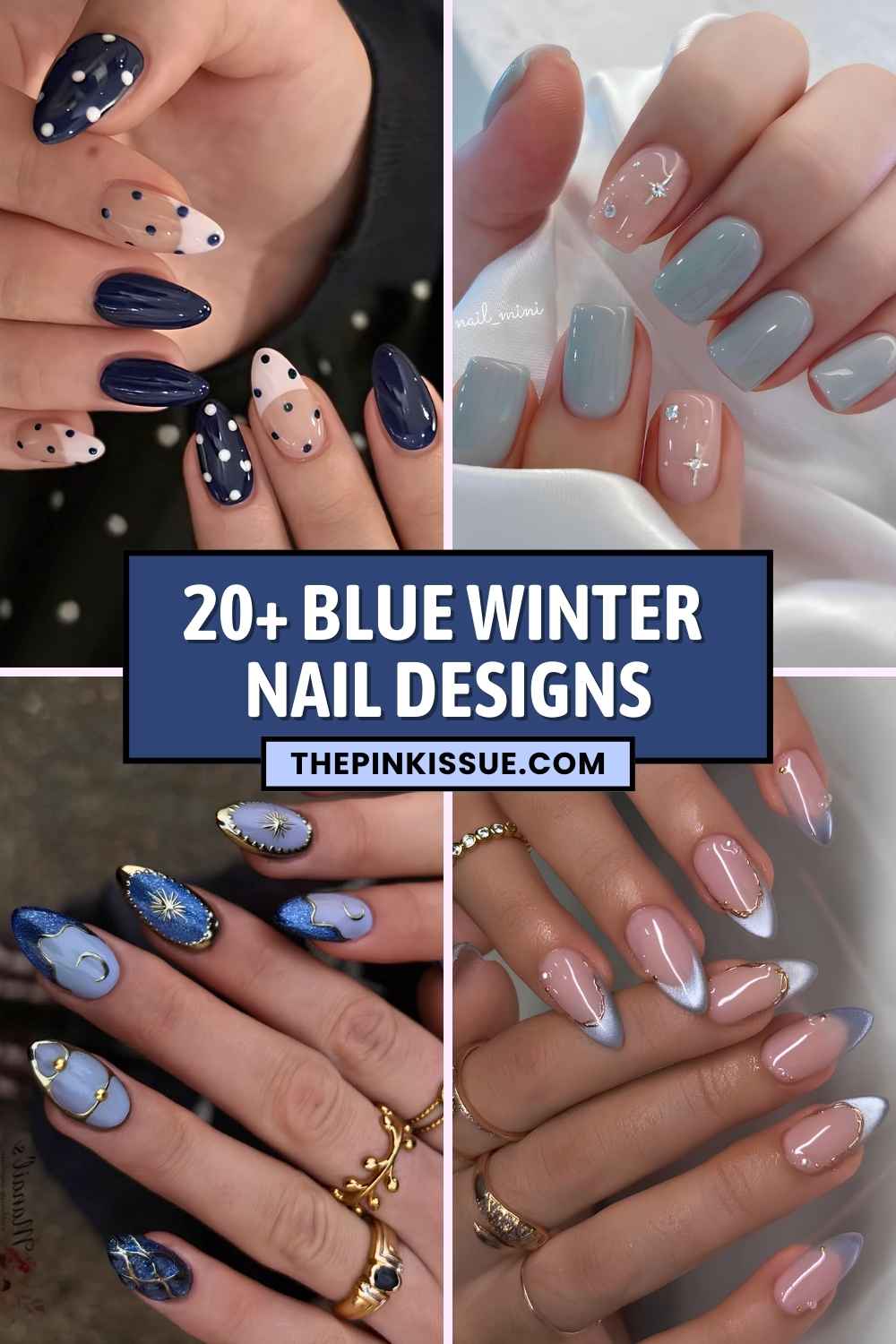 Blue winter nail ideas Pinterest
