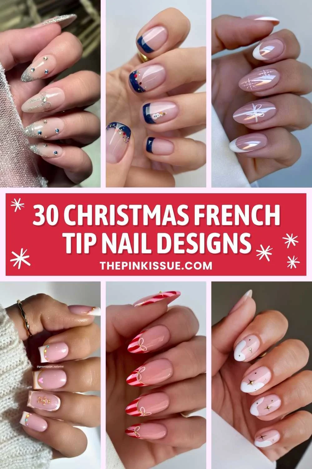 Christmas French tip nail inspo Pinterest
