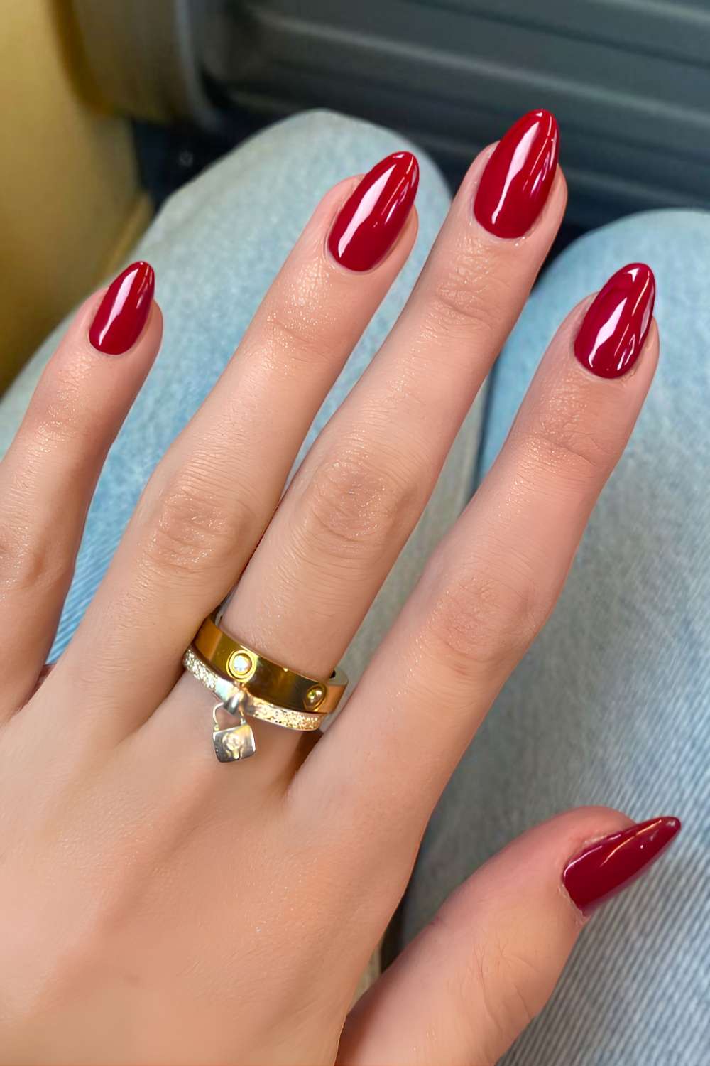 Classic red chrome nails