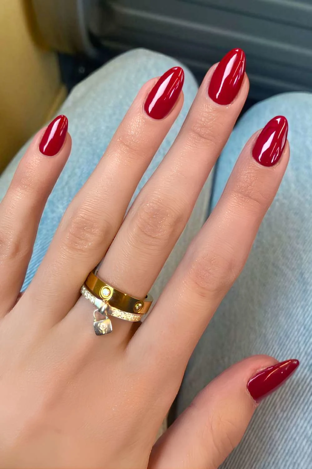 Classic red chrome nails