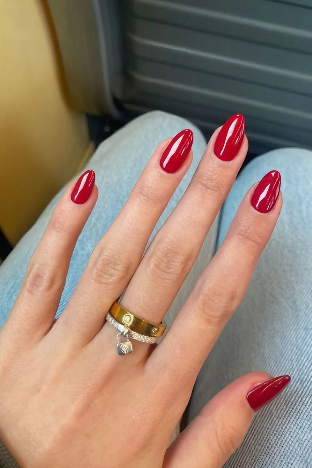 Classic red chrome nails