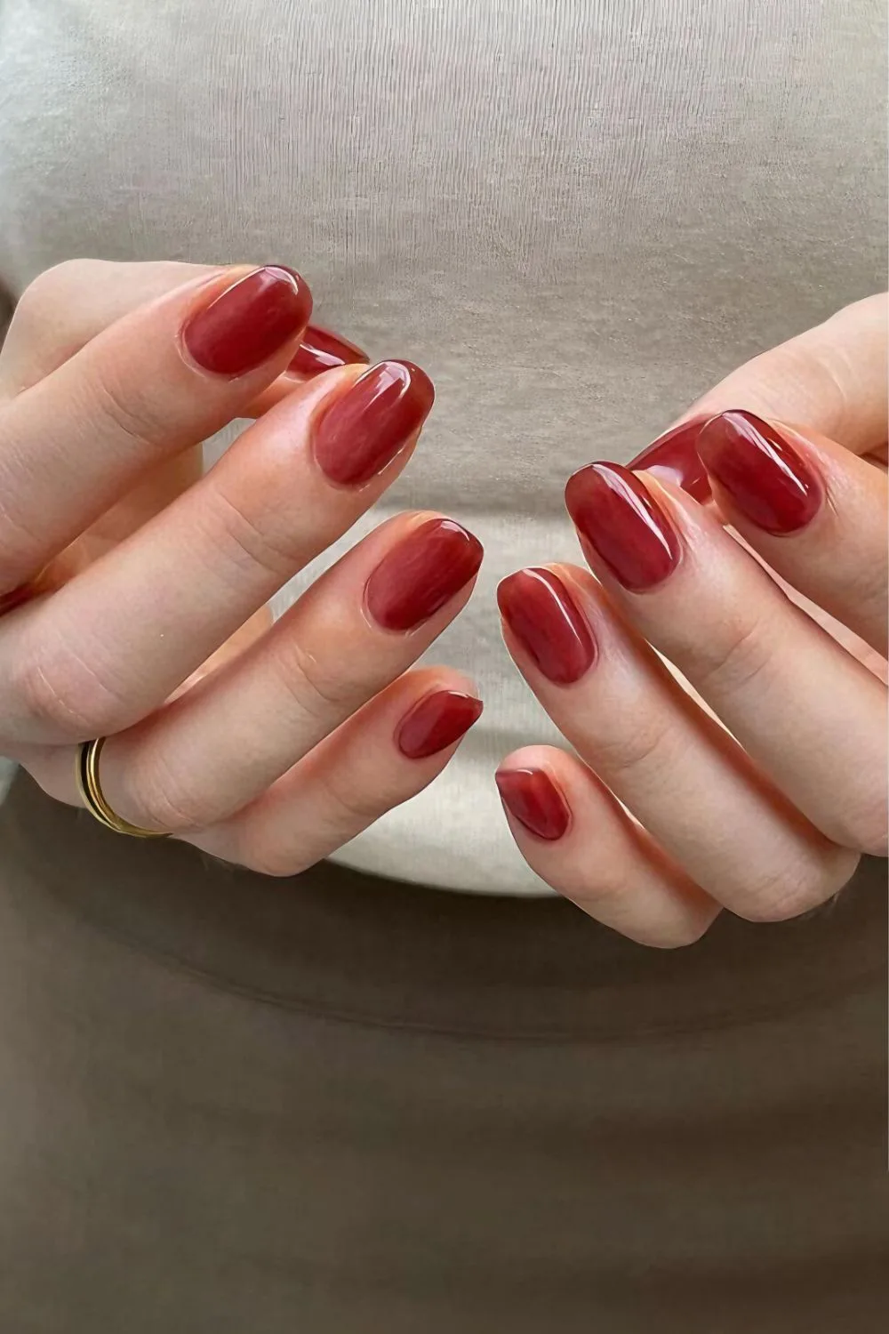 Cranberry red jelly nails