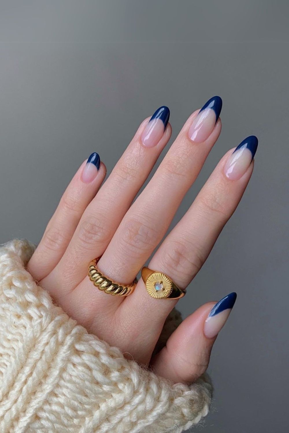 Dark blue French nails