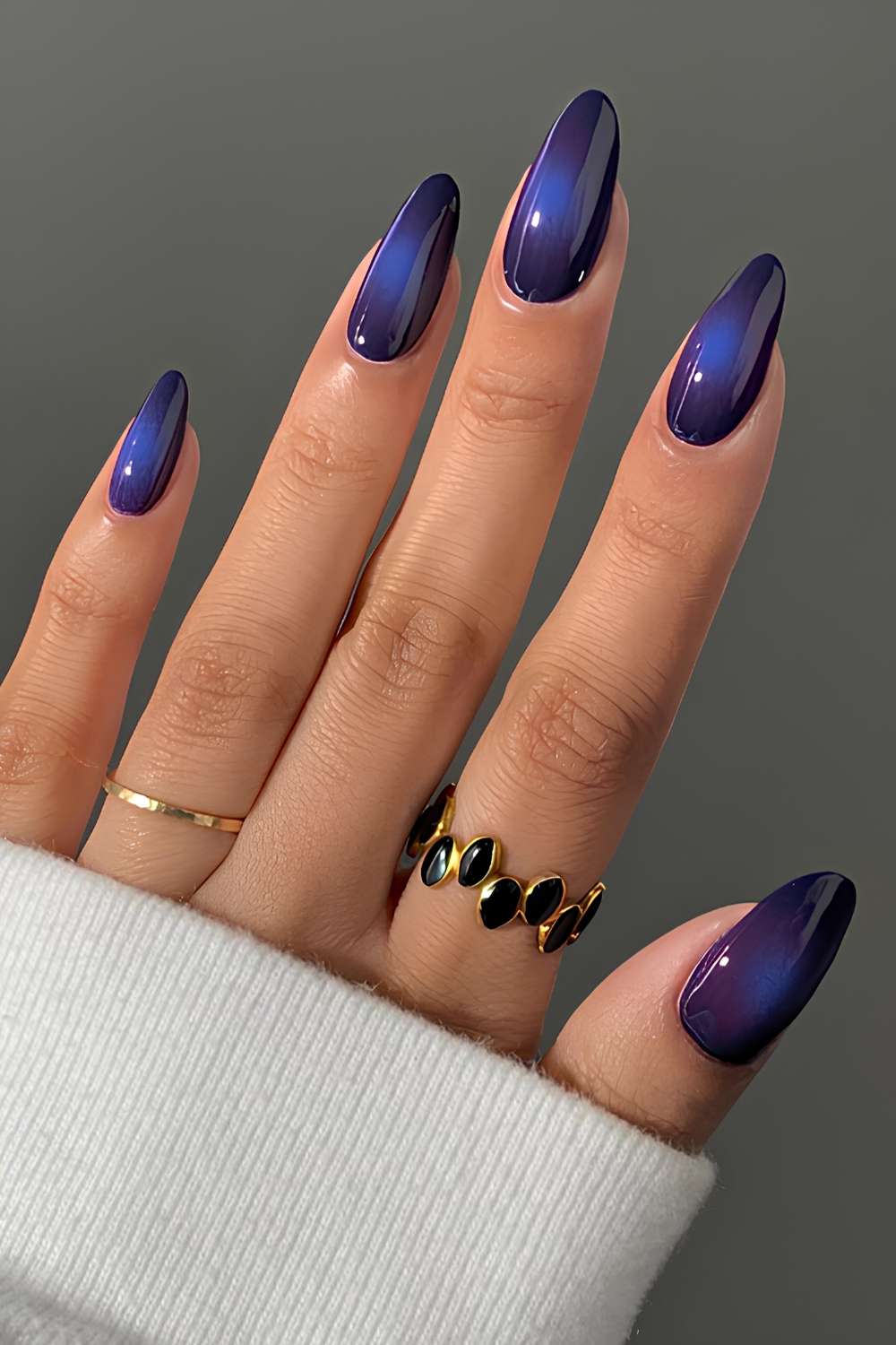 Dark purple and blue aura nails