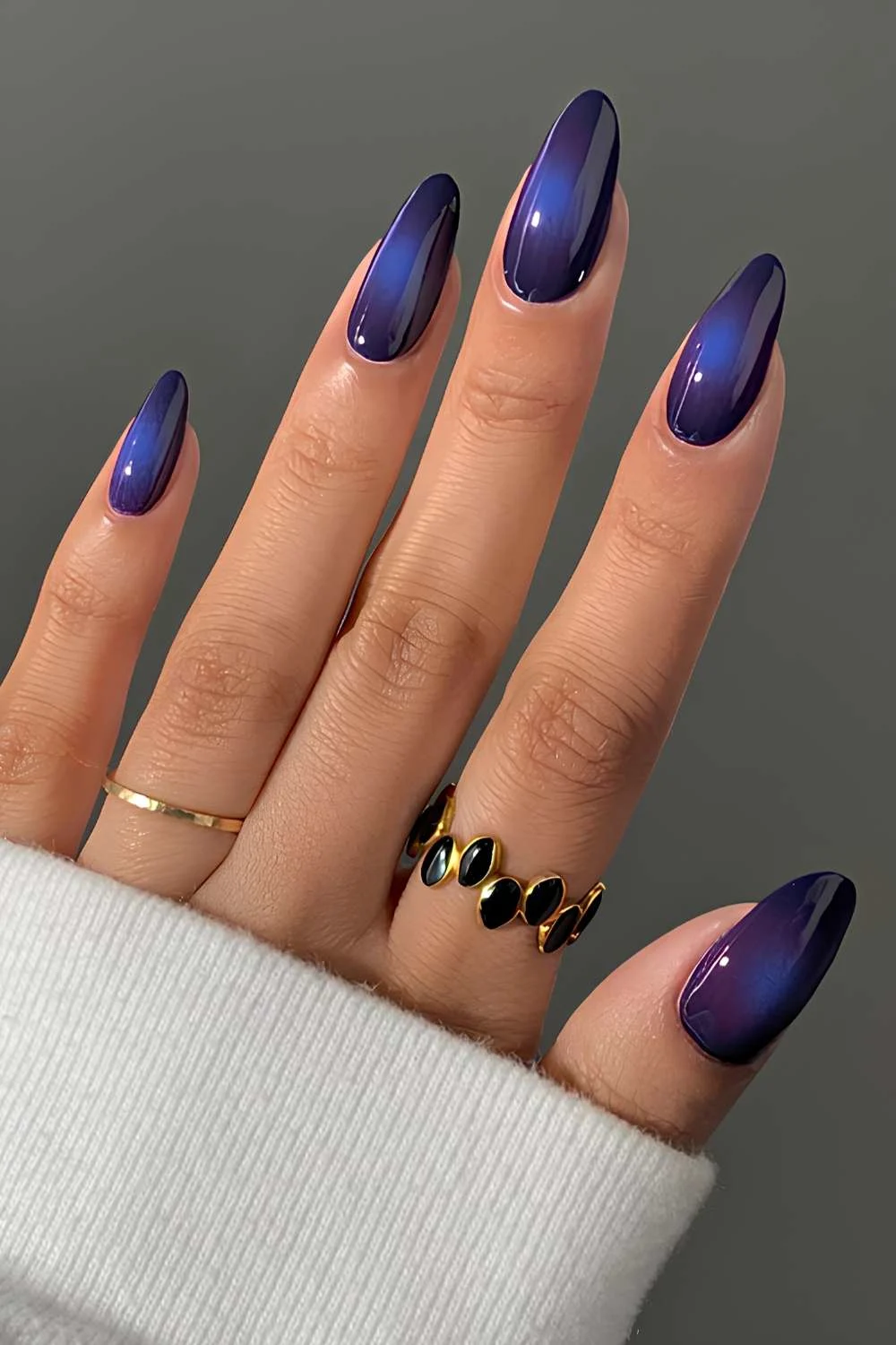 Dark purple and blue aura nails