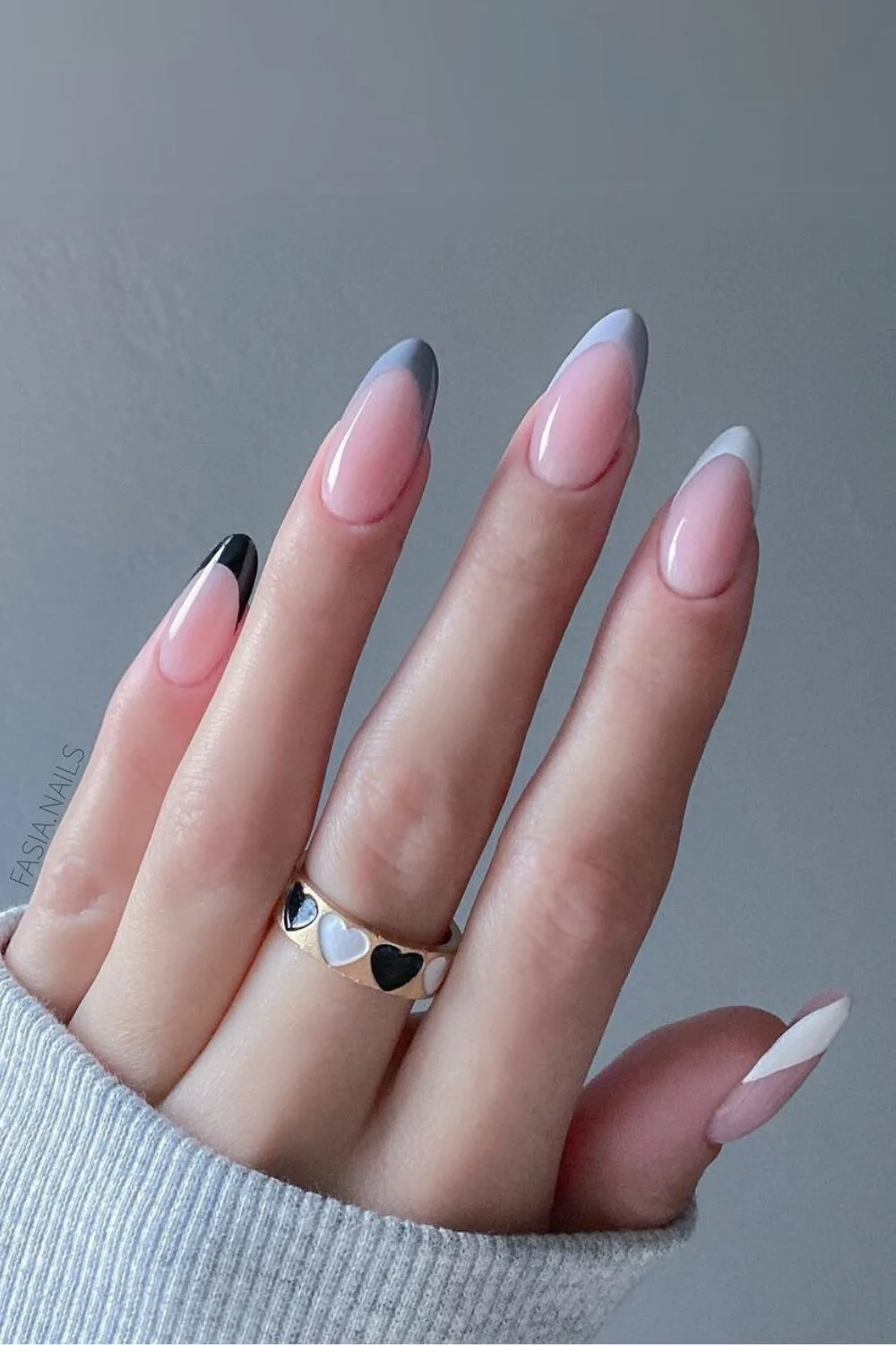 French nails in different gray shades