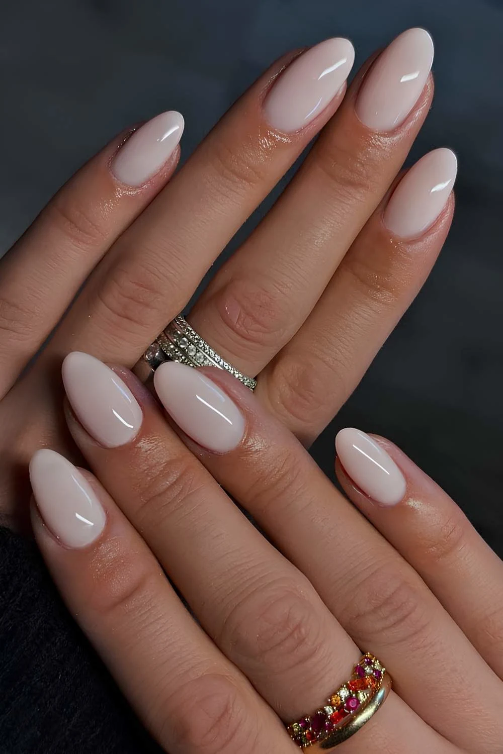 Full coverage milky white nails