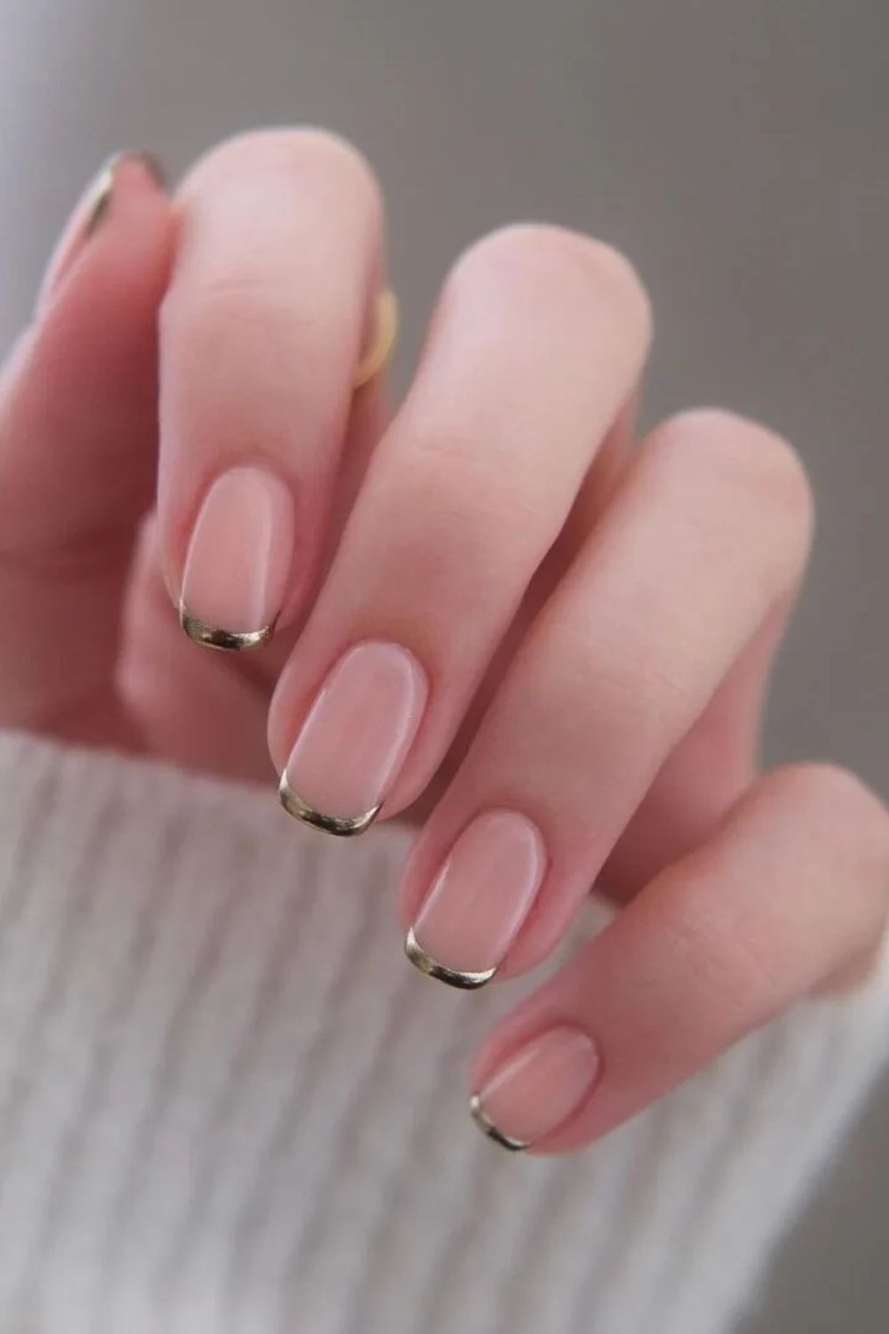 Gold Chrome tip nails