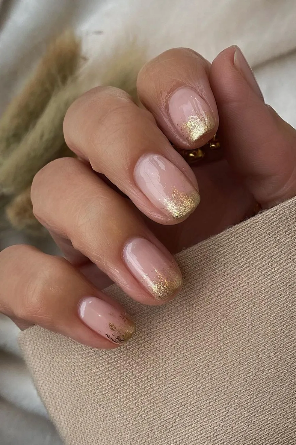 Gold Foil French tip nails