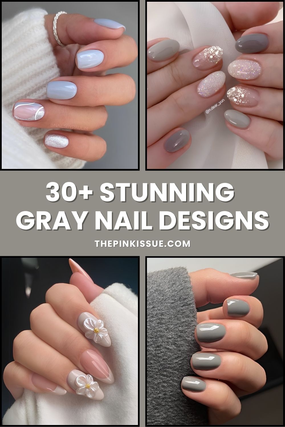 Gray nail ideas Pinterest