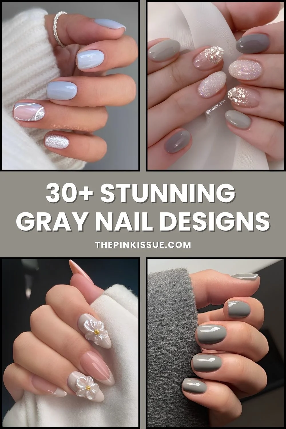 Gray nail ideas Pinterest