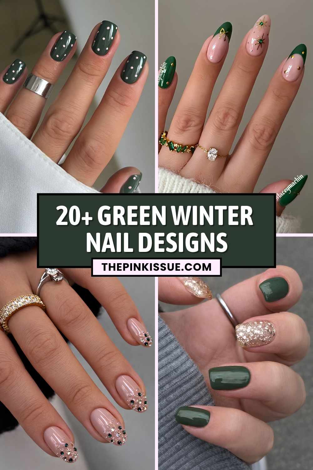 Green winter nail desings Pinterest