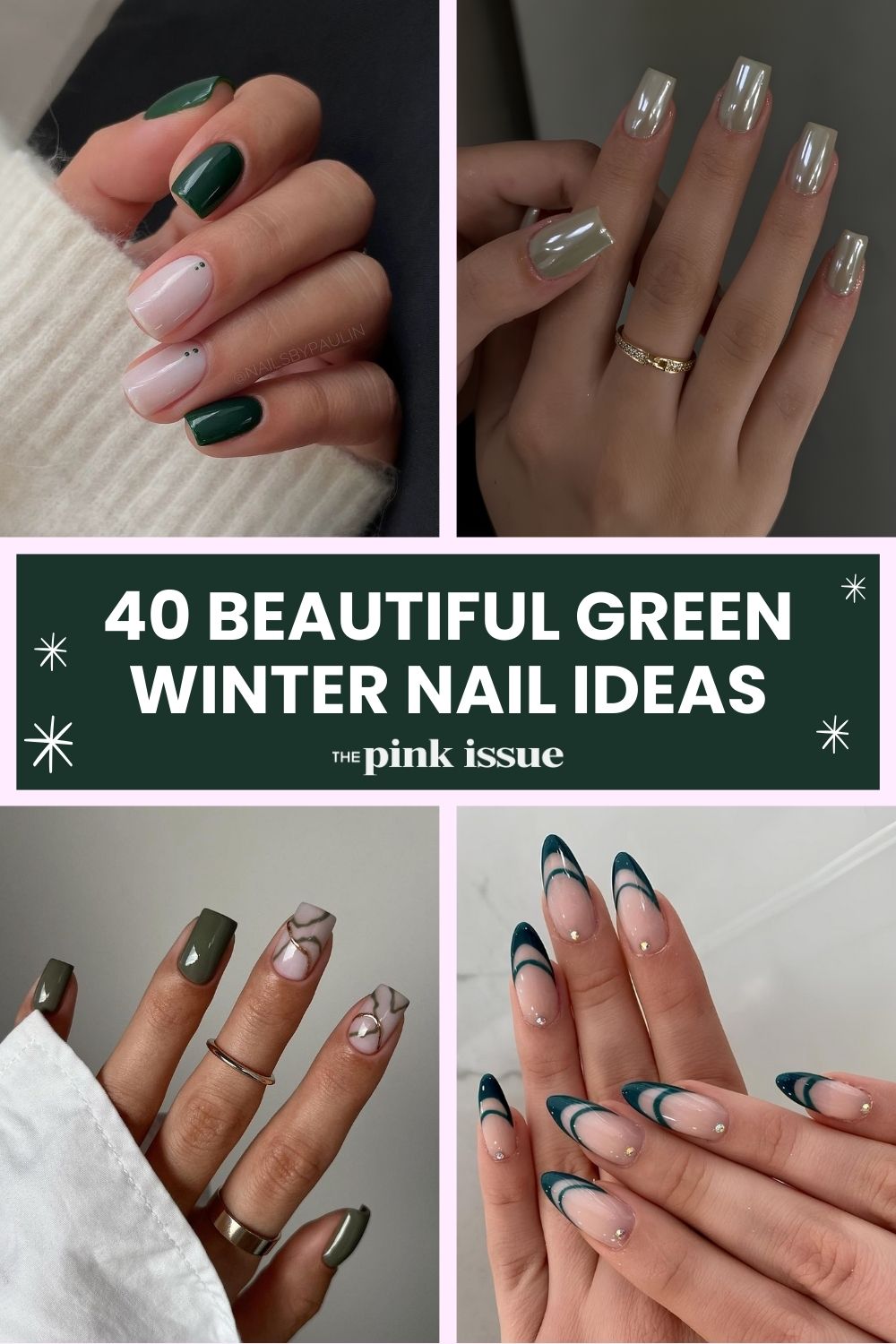 Green winter nail ideas Pinterest