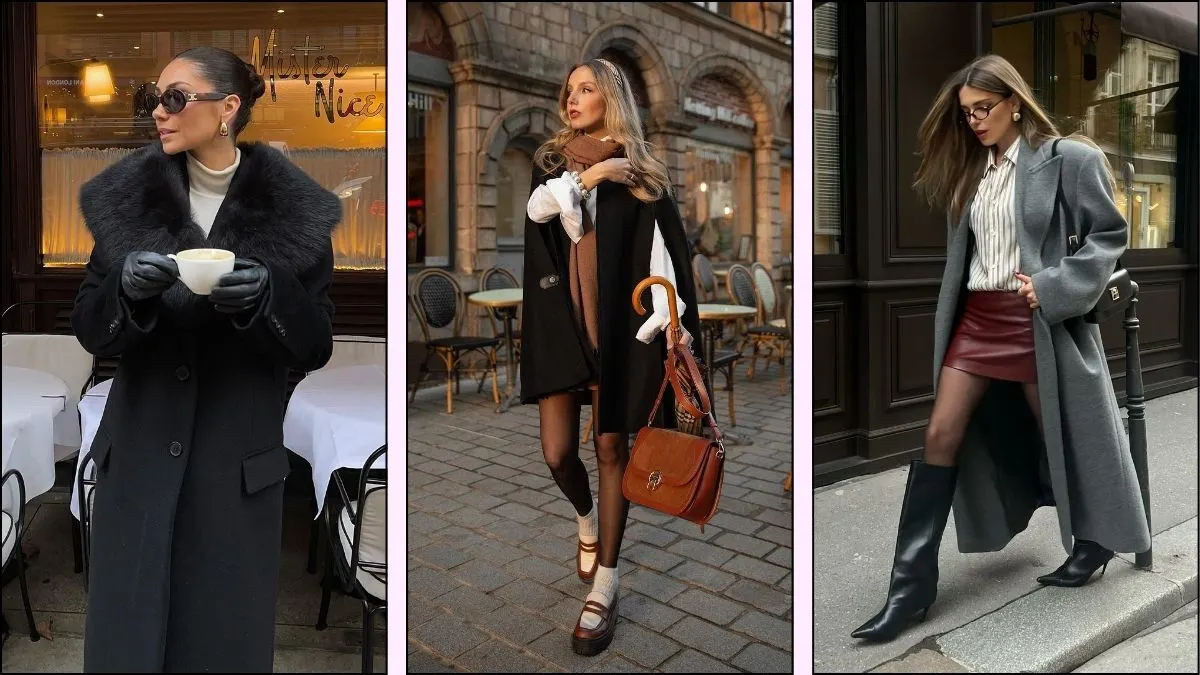 a collage of three iconic winter outfit ideas