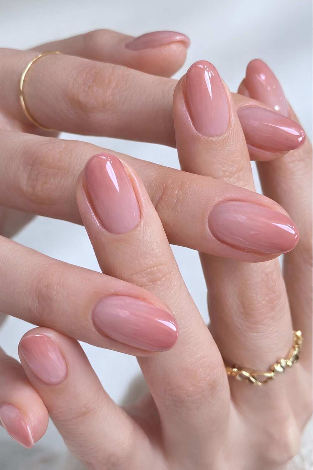 Mauve pink ombre manicure