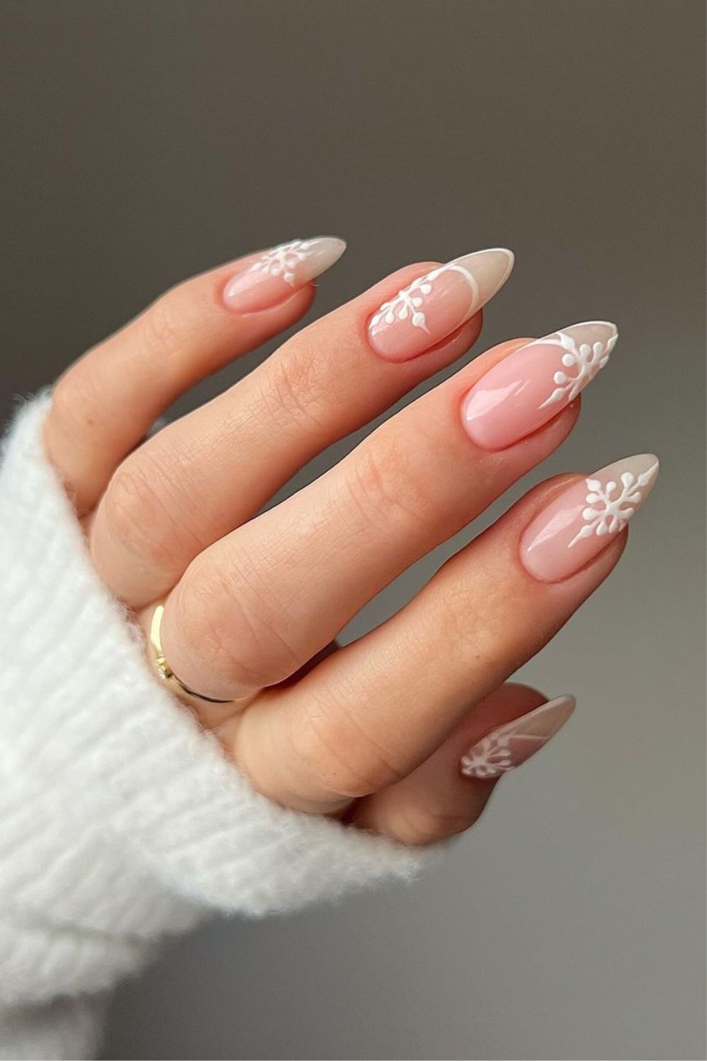 Minimalist snowflake nail design 