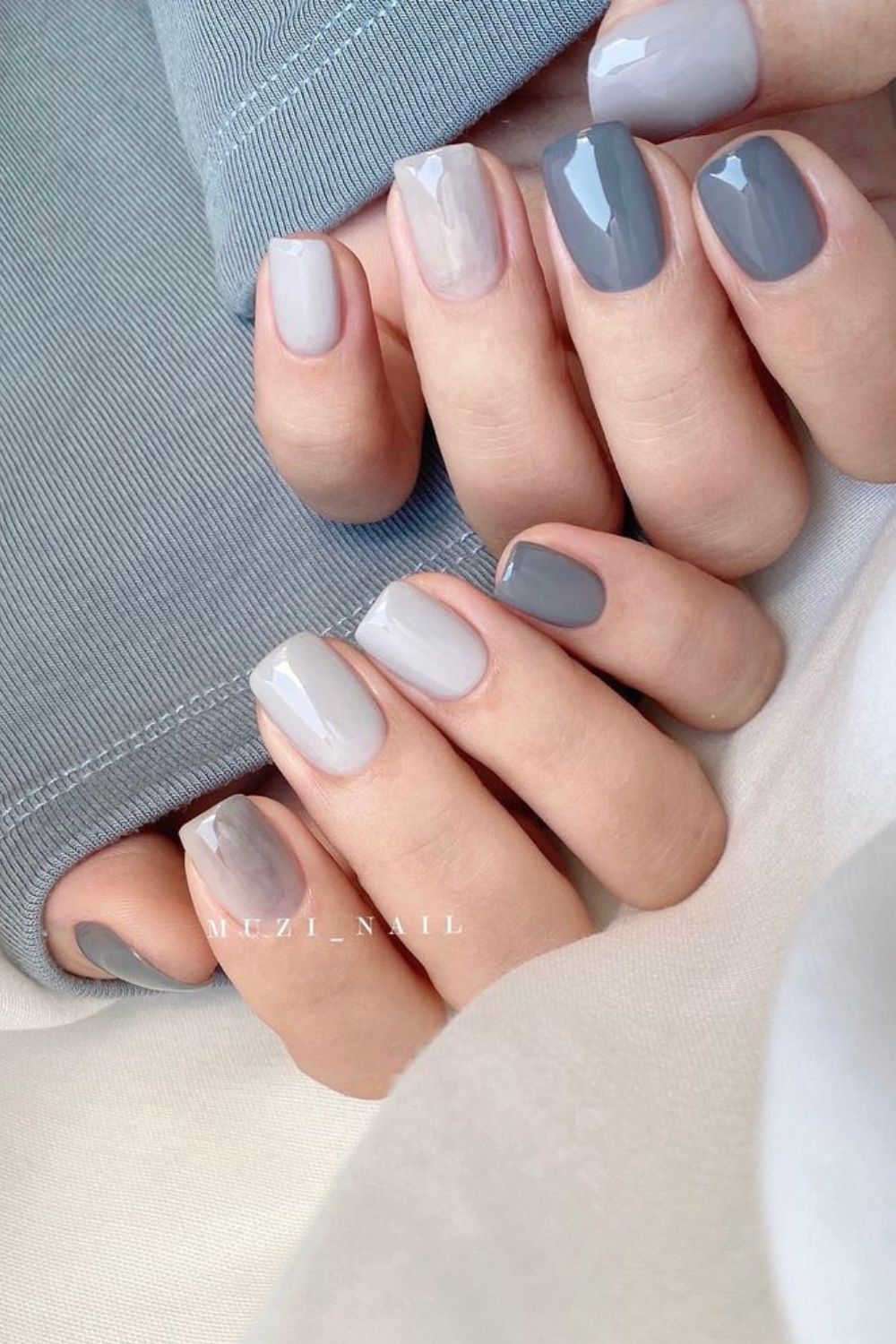 Nails in two shades of gray