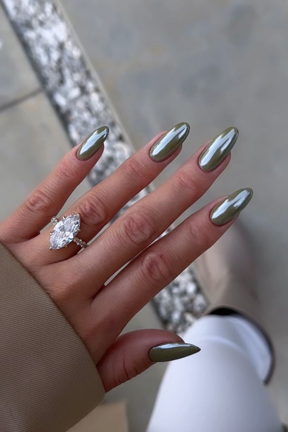 Olive chrome-finish nails