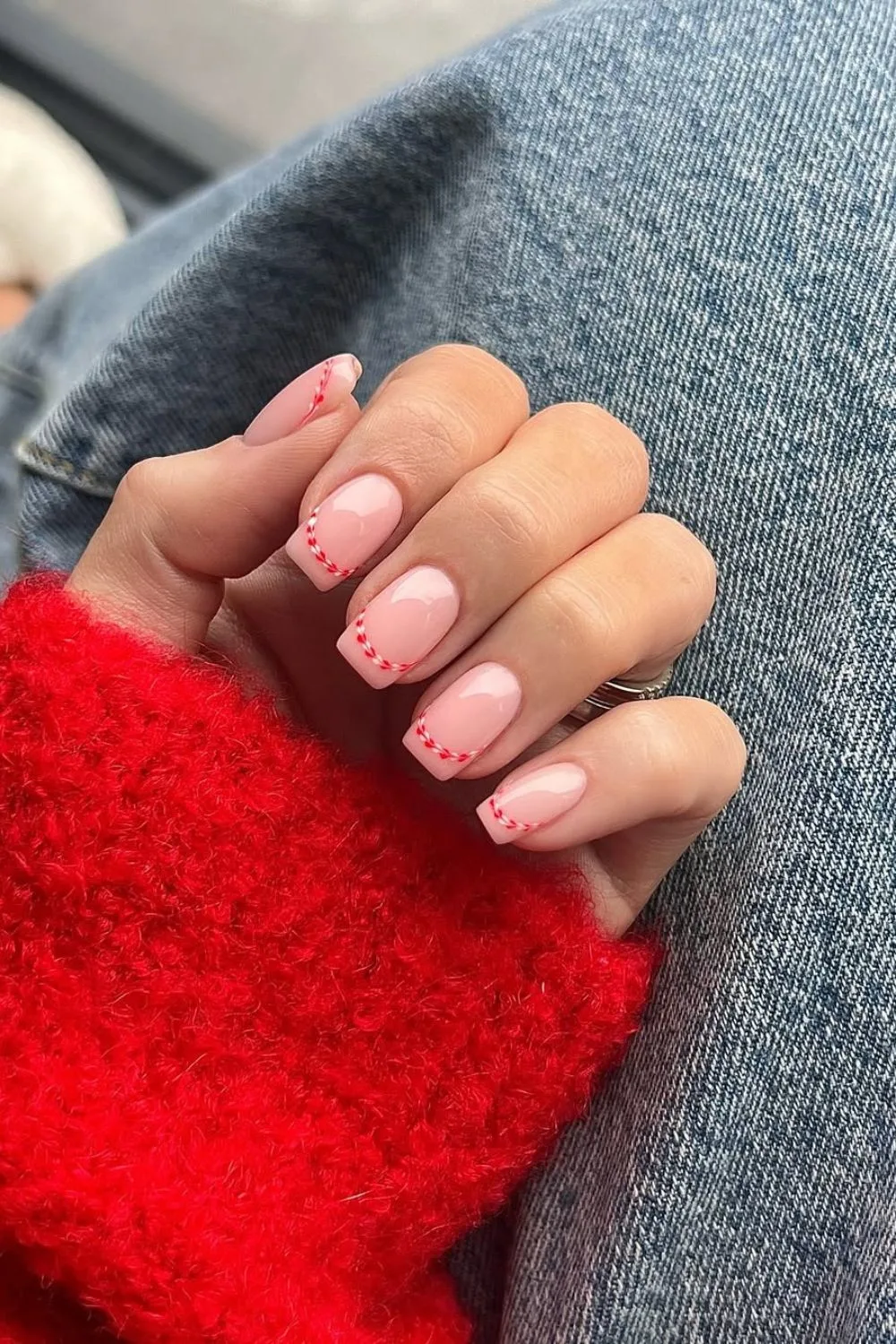 Peppermint French tip nails