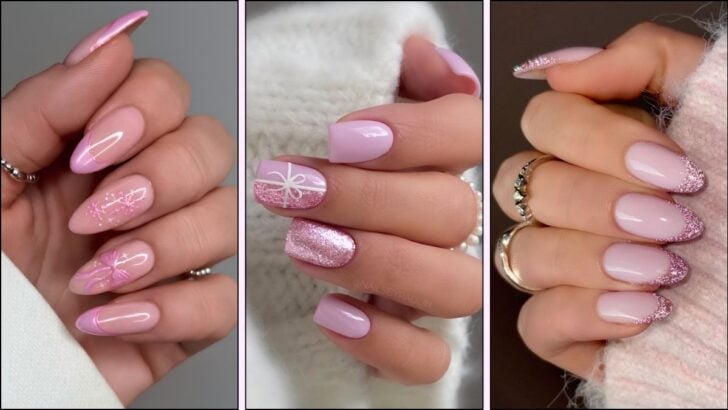 30 Cute Pink Christmas Nail Designs You’ll Want to Show Off