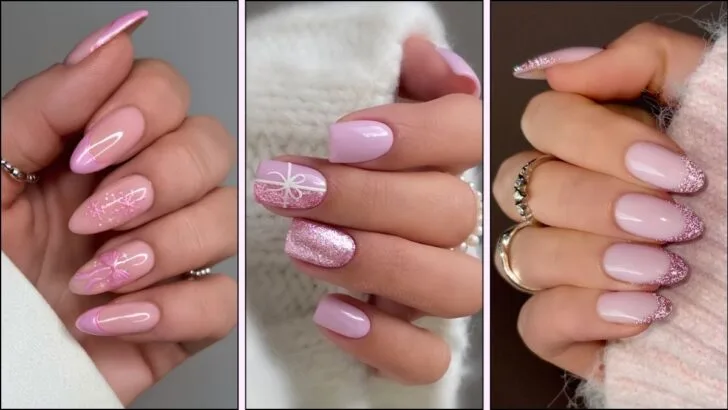30 Cute Pink Christmas Nail Designs You’ll Want to Show Off