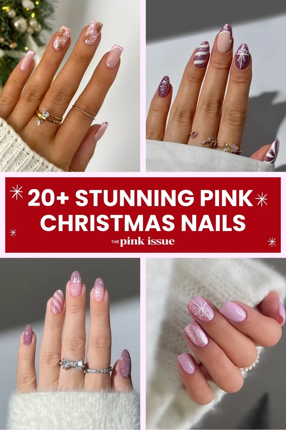 Pink Christmas nails Pinterest2