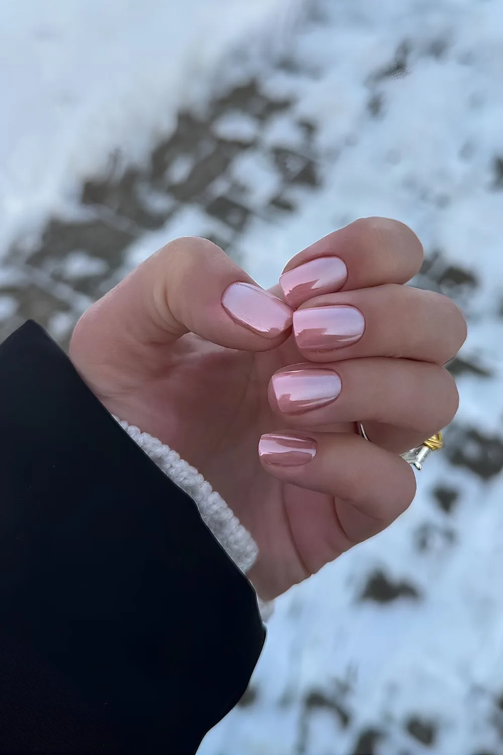 Pink Chrome manicure