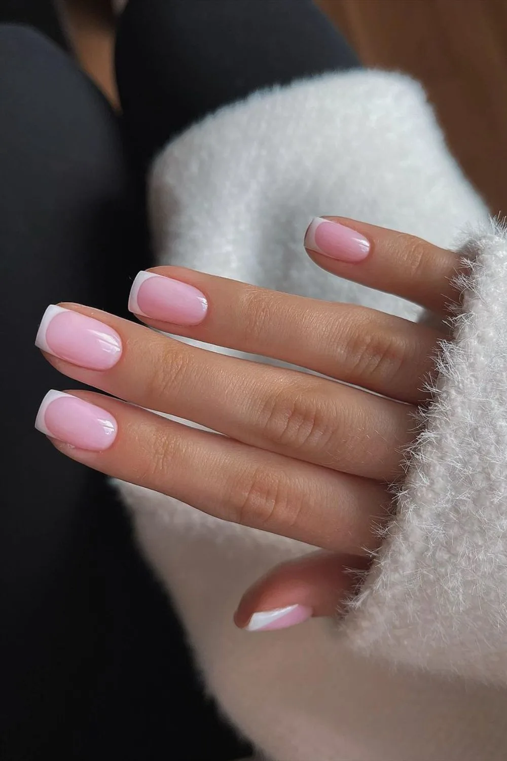 Pink-based French tip nails