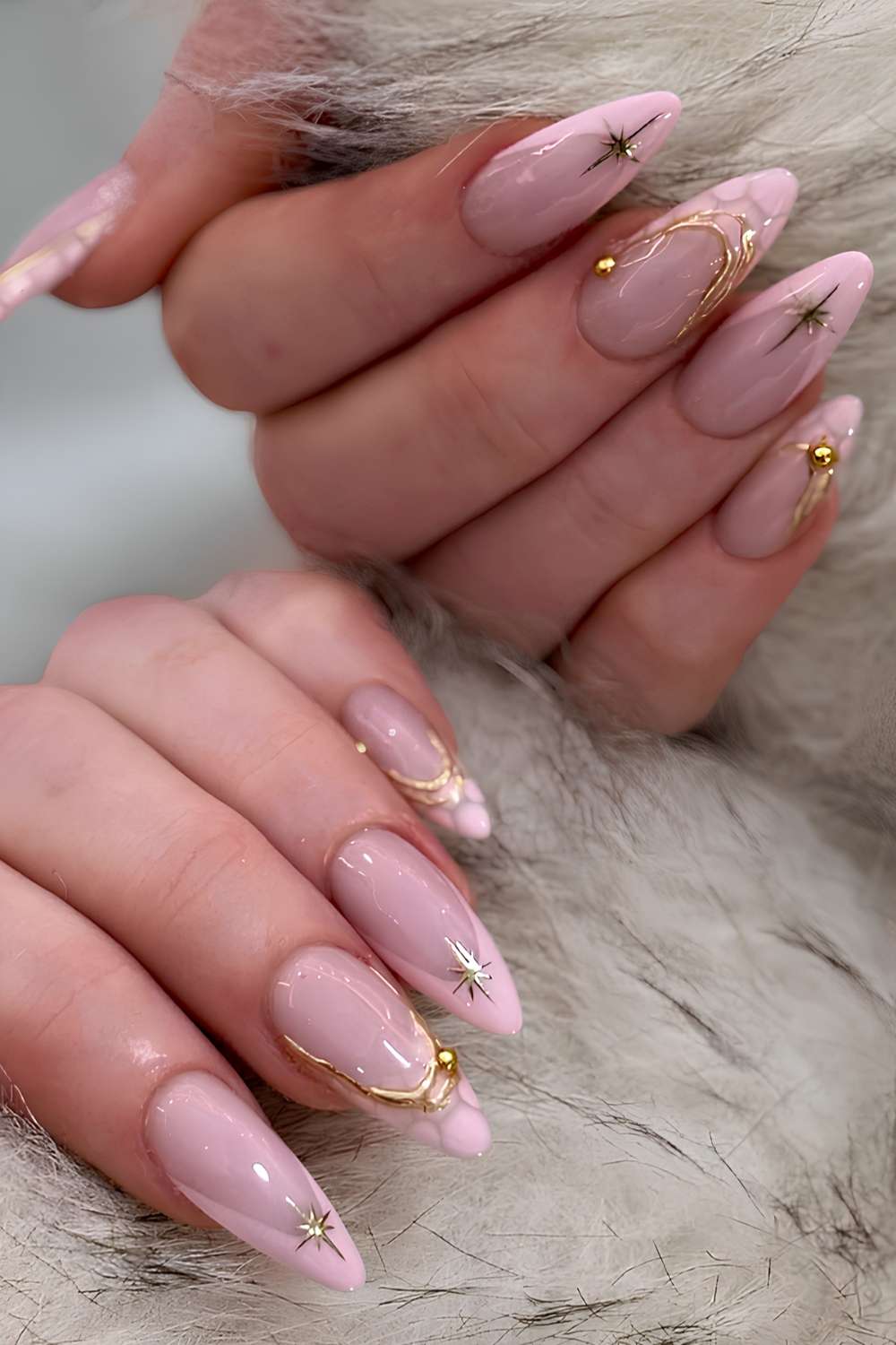 Pink winter mix and match French tips