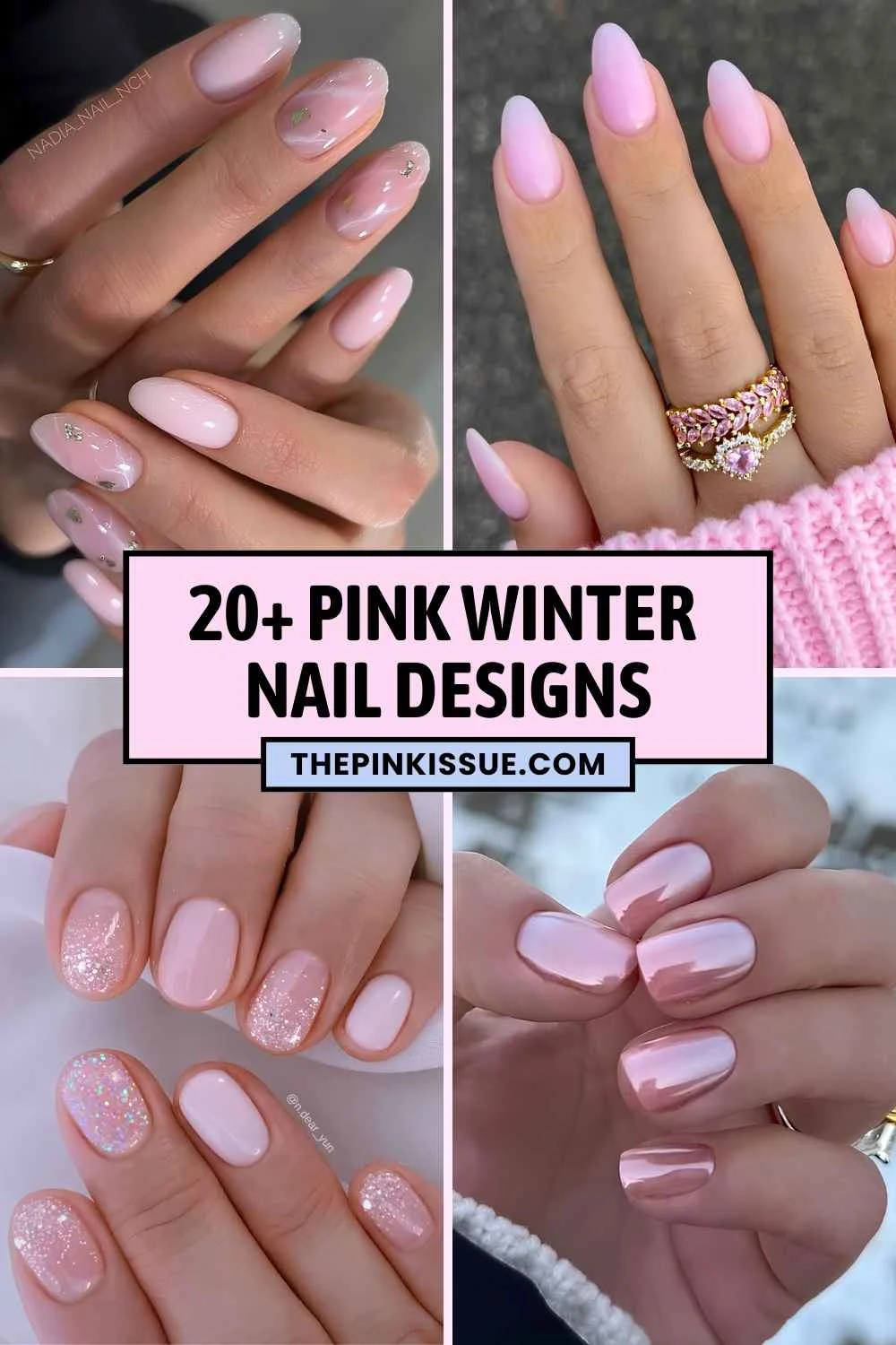 Pink winter nail ideas Pinterest