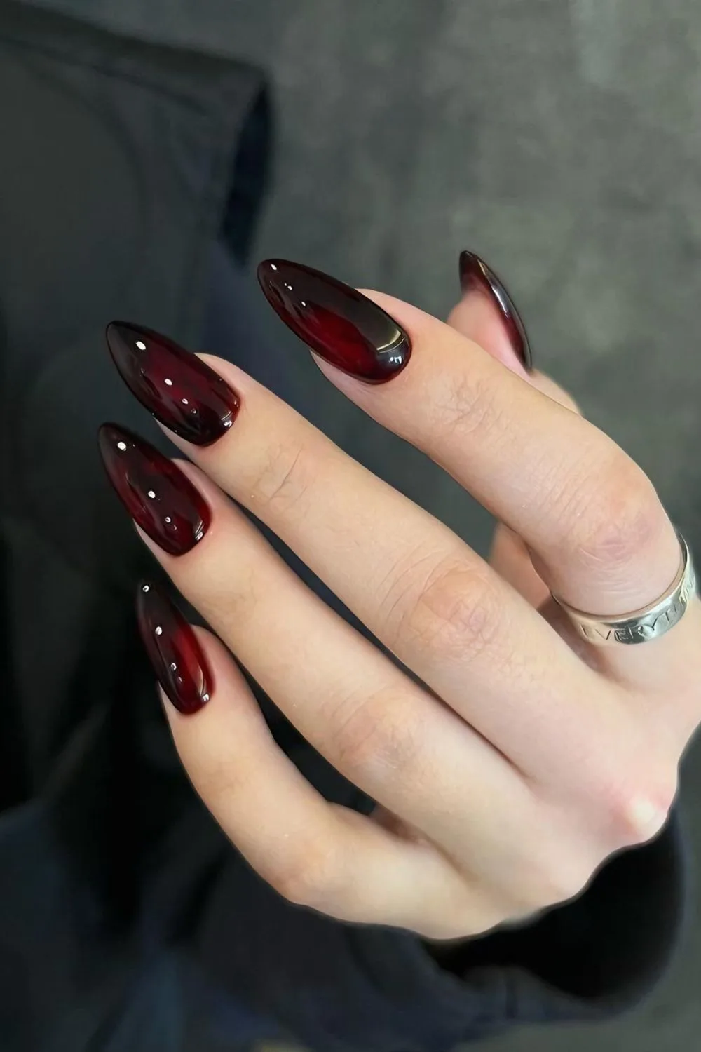 Red and black gradient nails