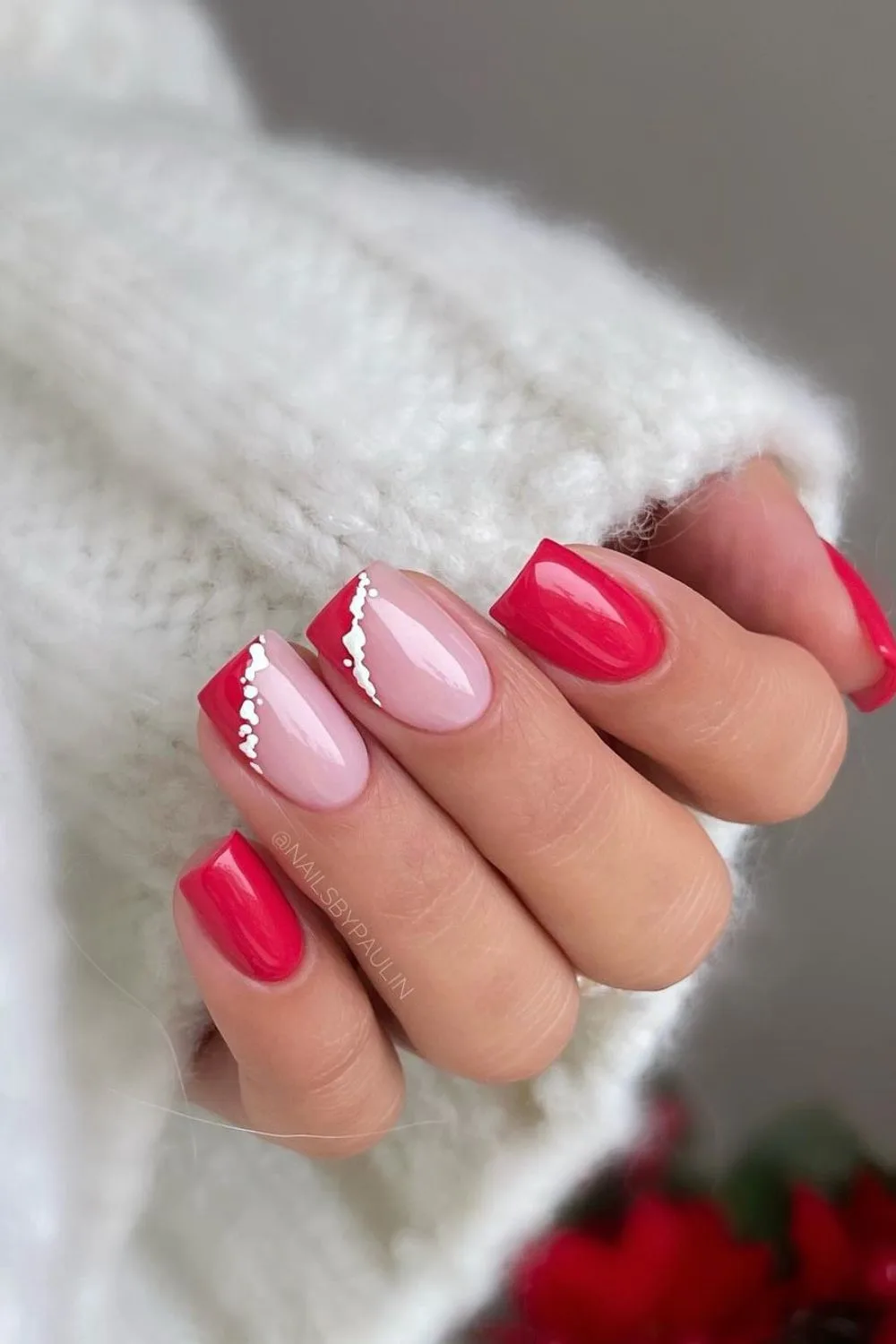 Red french side tip nails