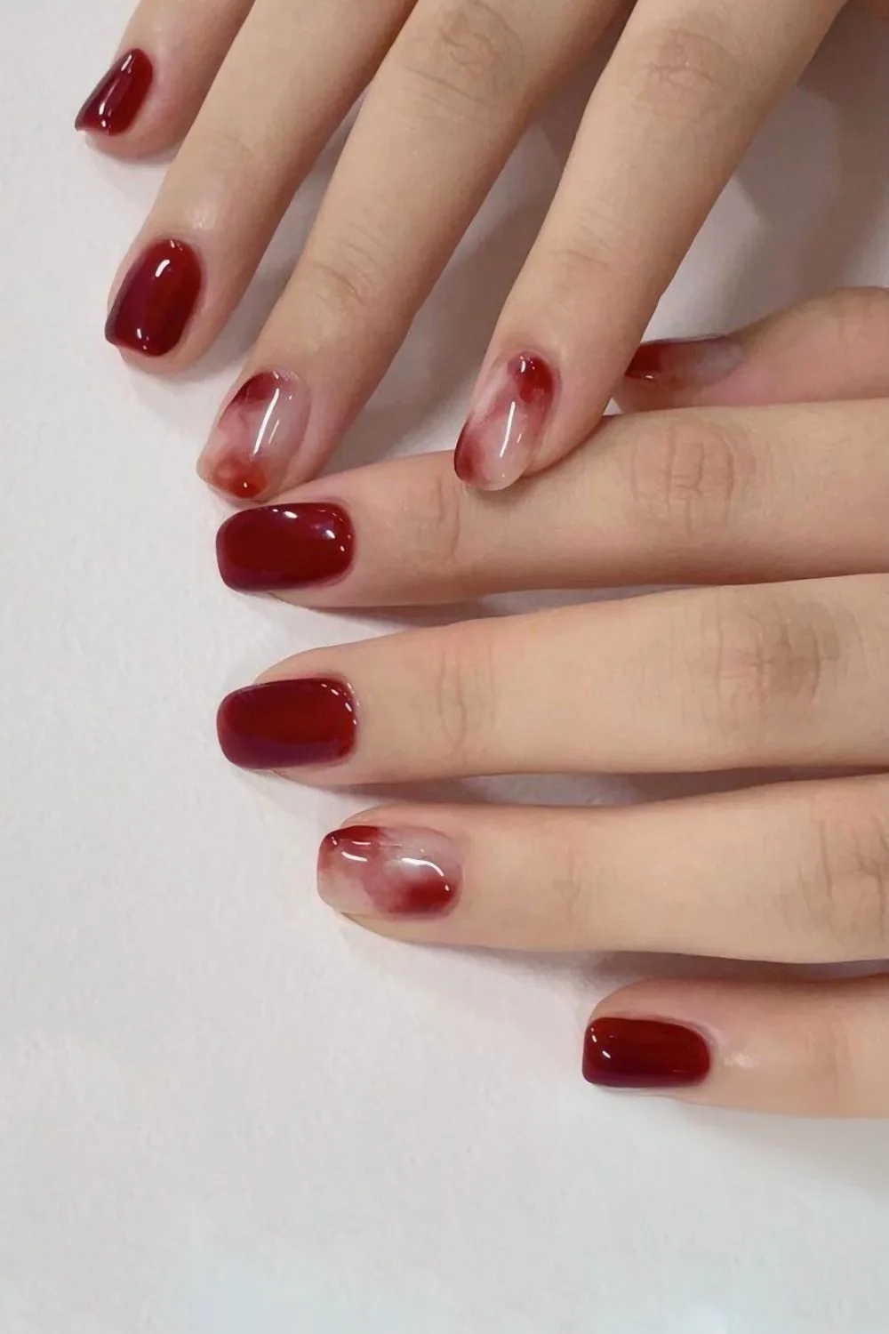 Red marble nails