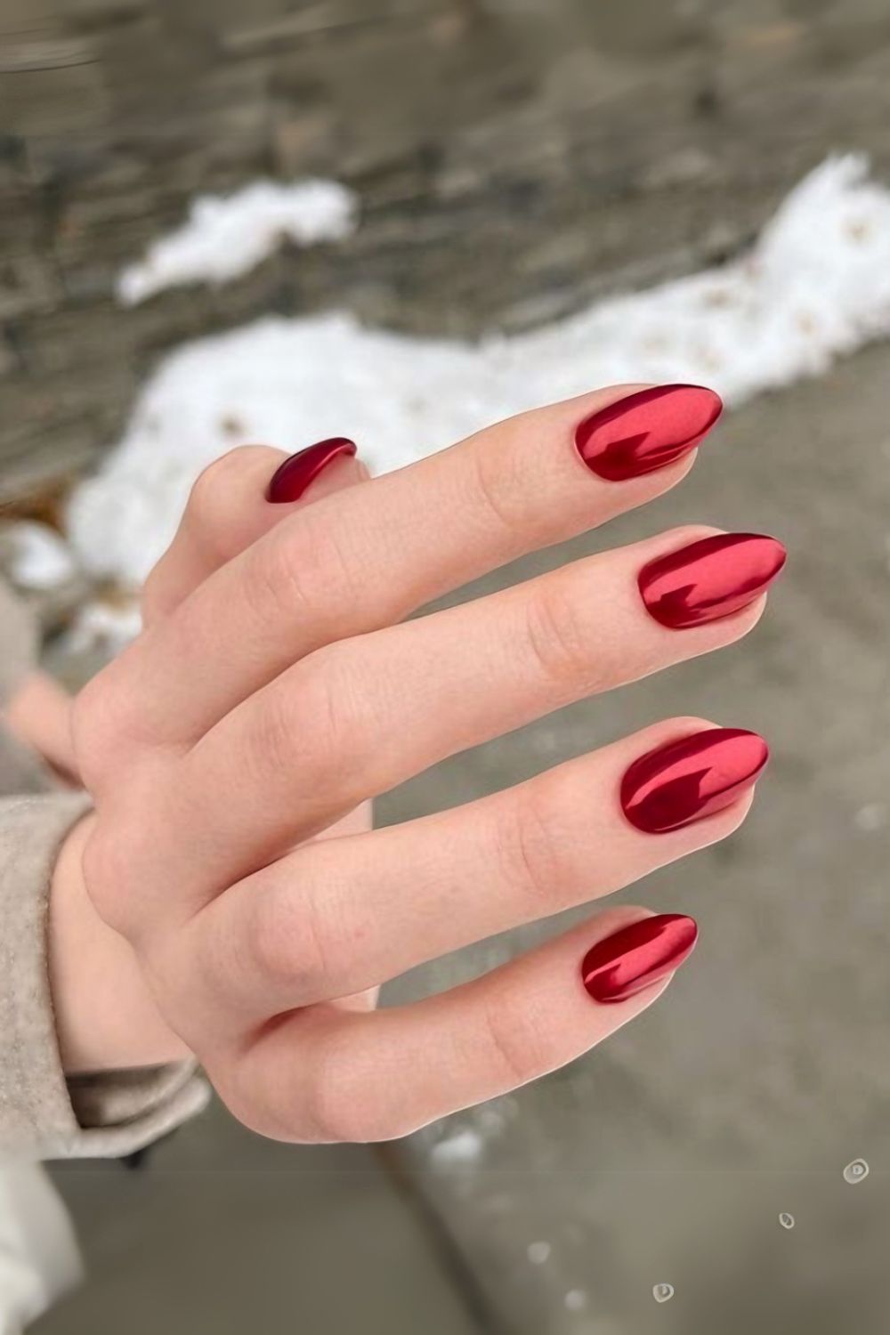 Red metallic chrome nails