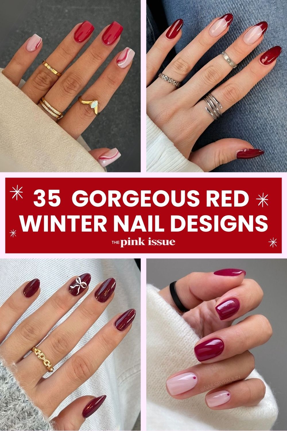 Red winter nail designs Pinterest