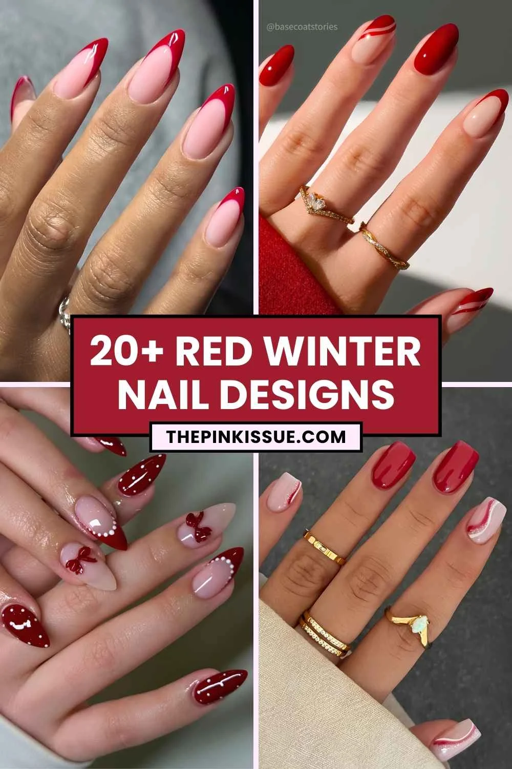 Red winter nail inspo Pinterest