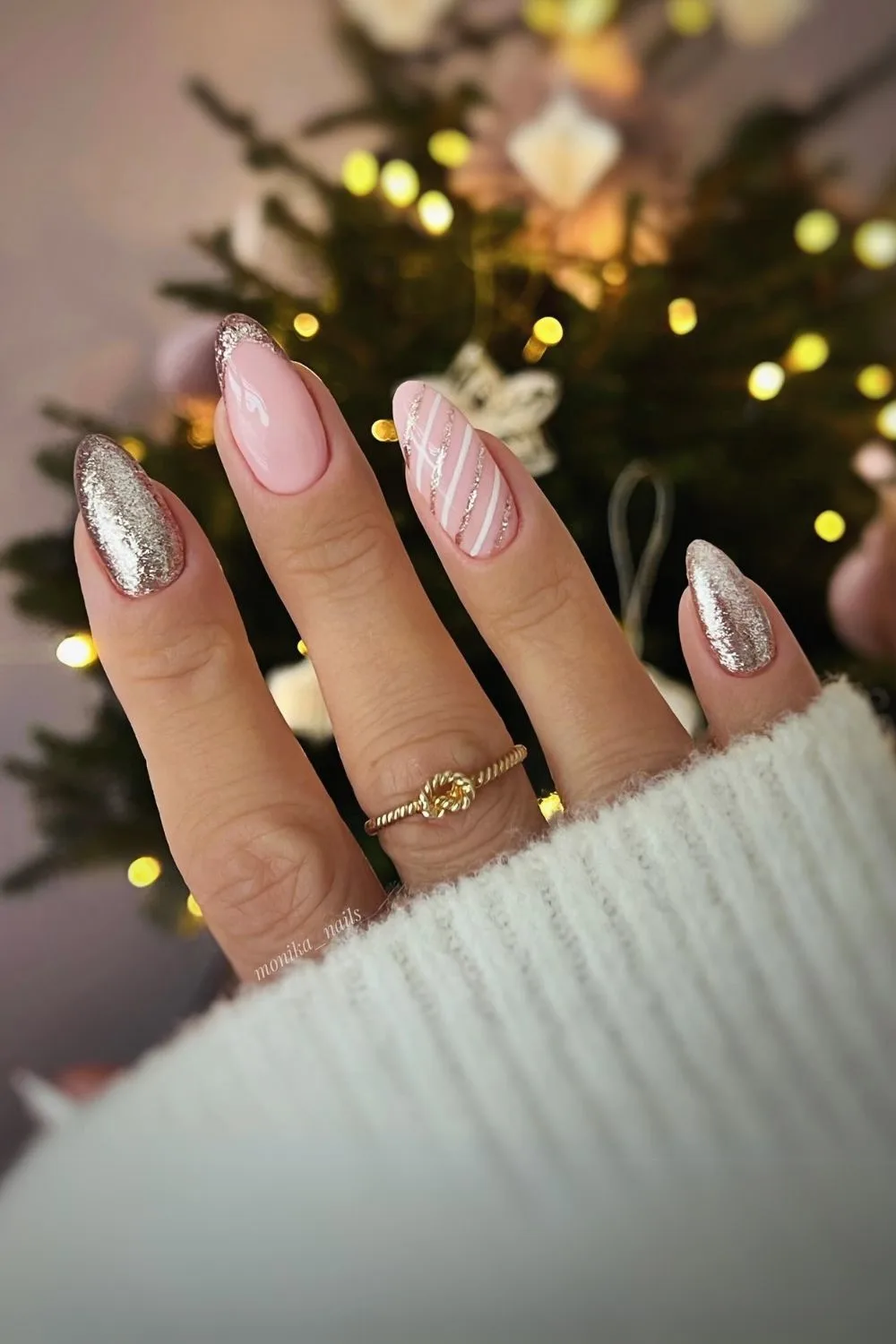 Rose Gold Christmas nails