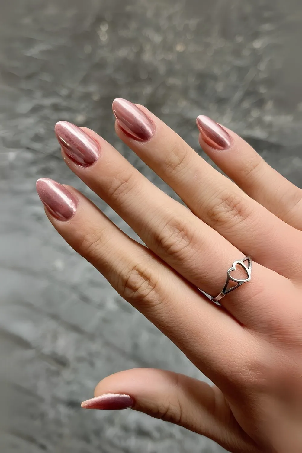 Rose gold chrome effect nails