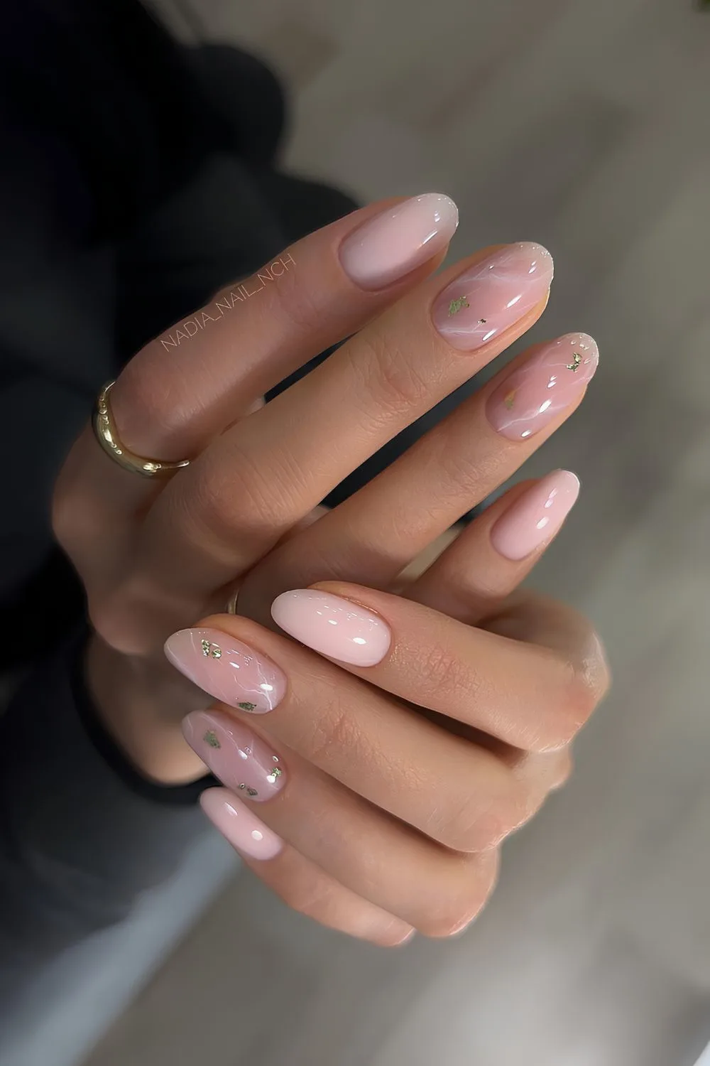 Rose quartz-inspired nails